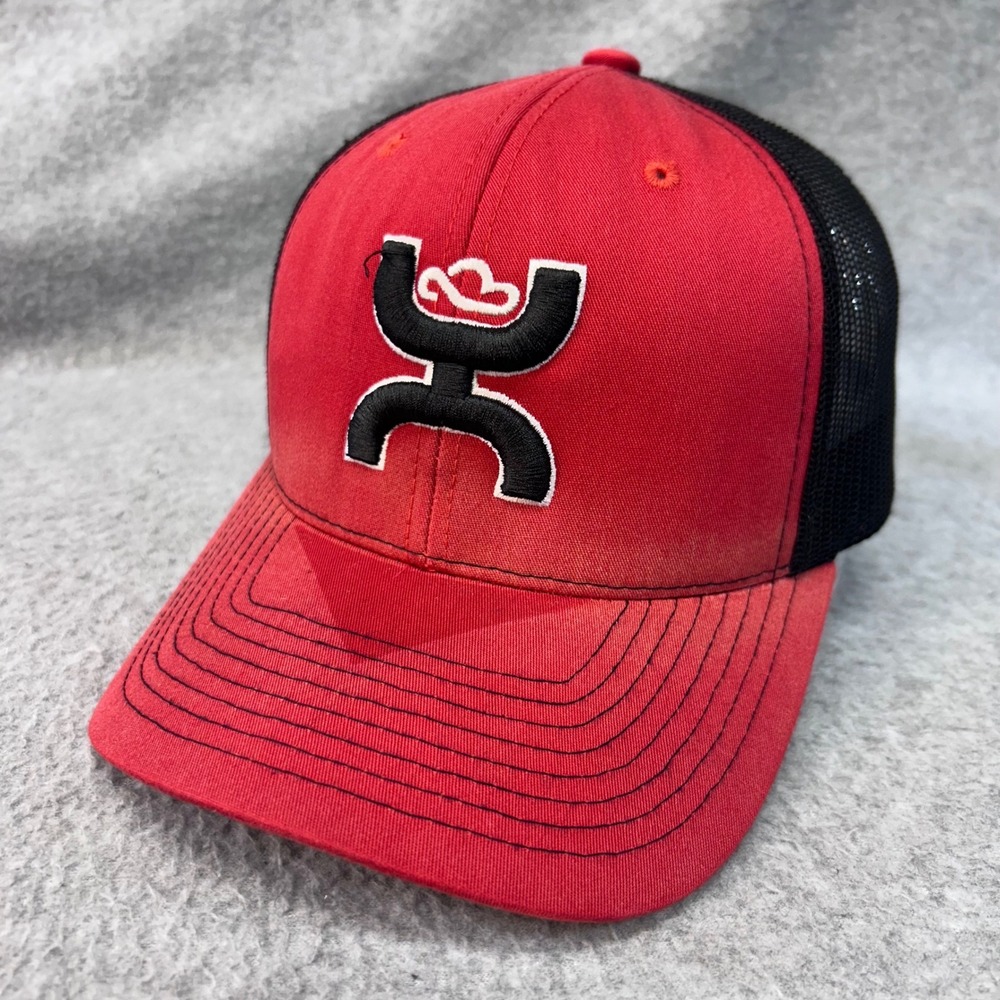 Hooey Embroidered Logo Mens Red Trucker Hat Snapback Mesh Cap OSFA